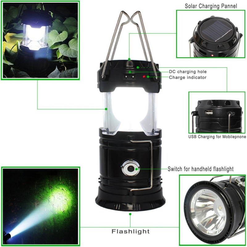 LED Solar Emergency Light Lantern Rechargable Travel Camping Collectible Weapons - Tophatter Daily Deals