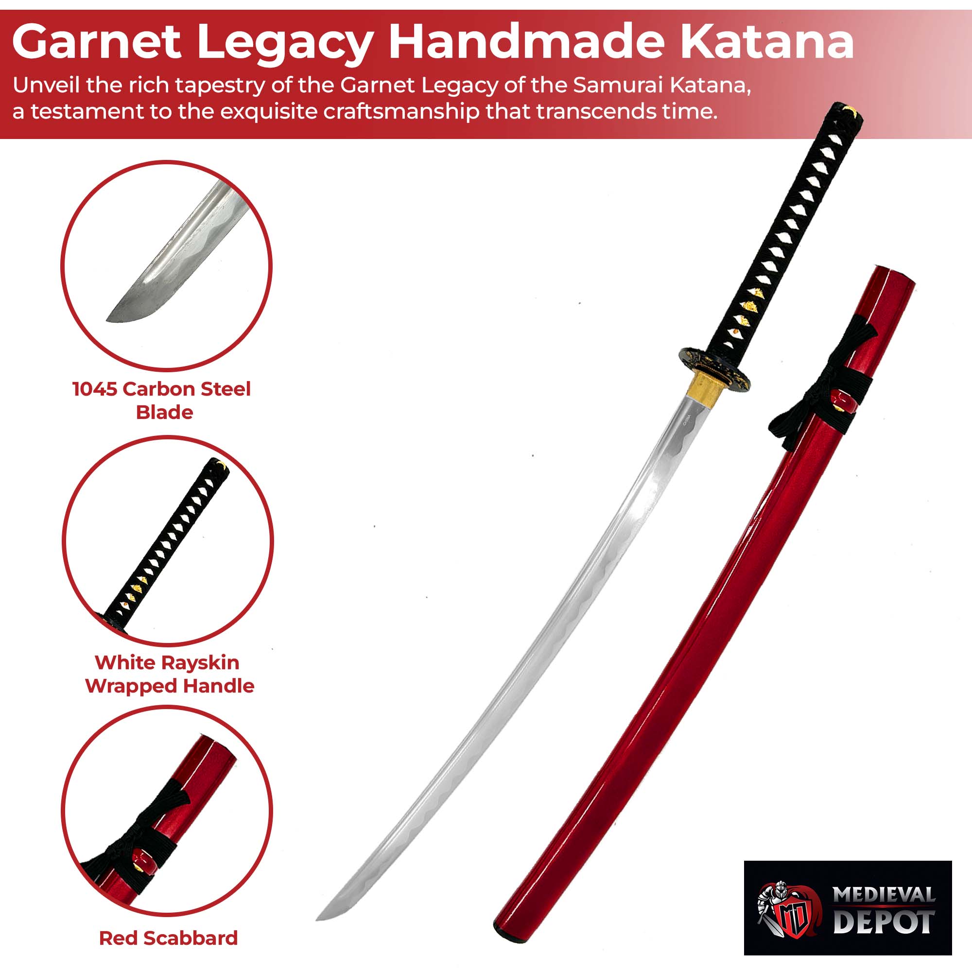 Garnet Legacy of the Samurai Handmade Katana Swords - Tophatter Daily Deals