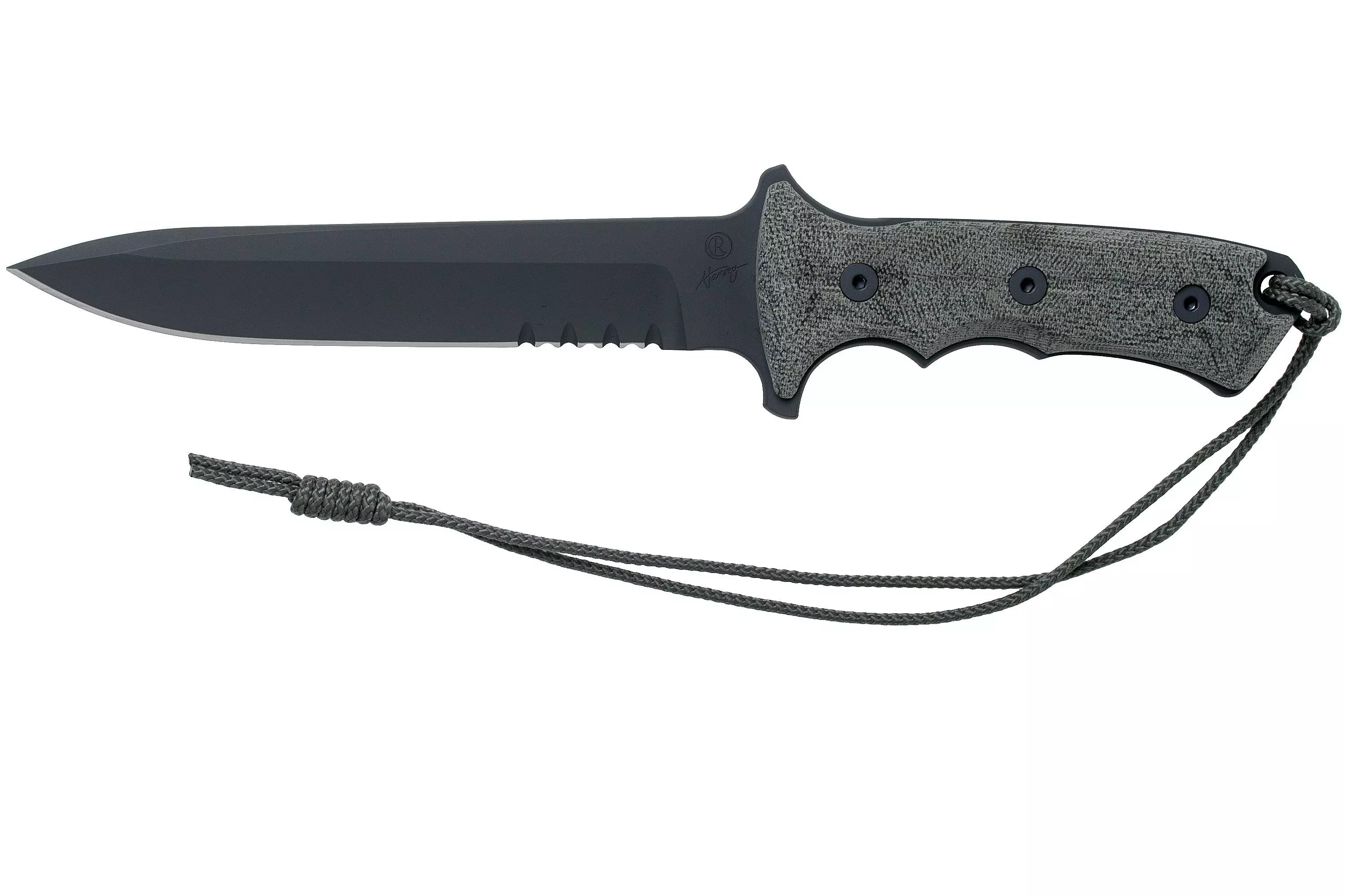 Chris Reeve Knives Green Beret - Serrated - Black Canvas Micarta Handle - Coyote Sheath - GB7-1006 Fixed Blade - Tophatter Daily Deals