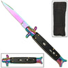 9" Italian Milano Stiletto Fishtail Titanium Rainbow Classic Automatic Knife Knife-Auto - Tophatter Daily Deals