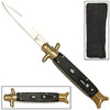 9" Italian Milano Stiletto Fishtail Gold w/ Black Classic Automatic Knife Knife-Auto - Tophatter Daily Deals