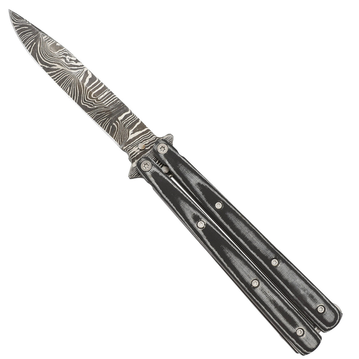 Damascus Steel Micarta Handle Butterfly Drop Point Blade - TOPHATTER'S ARMORY DEALS Collectible Weapons - Tophatter Daily Deals