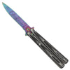 Micarta Handle Butterfly Black Knife, Titanium Damascus Steel Drop Point Blade - TOPHATTER'S ARMORY DEALS Collectible Weapons - Tophatter Daily Deals
