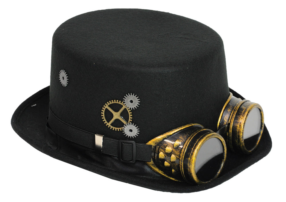 Steampunk Hat Black W/Goggles Halloween Hats & Headpieces - Tophatter Daily Deals