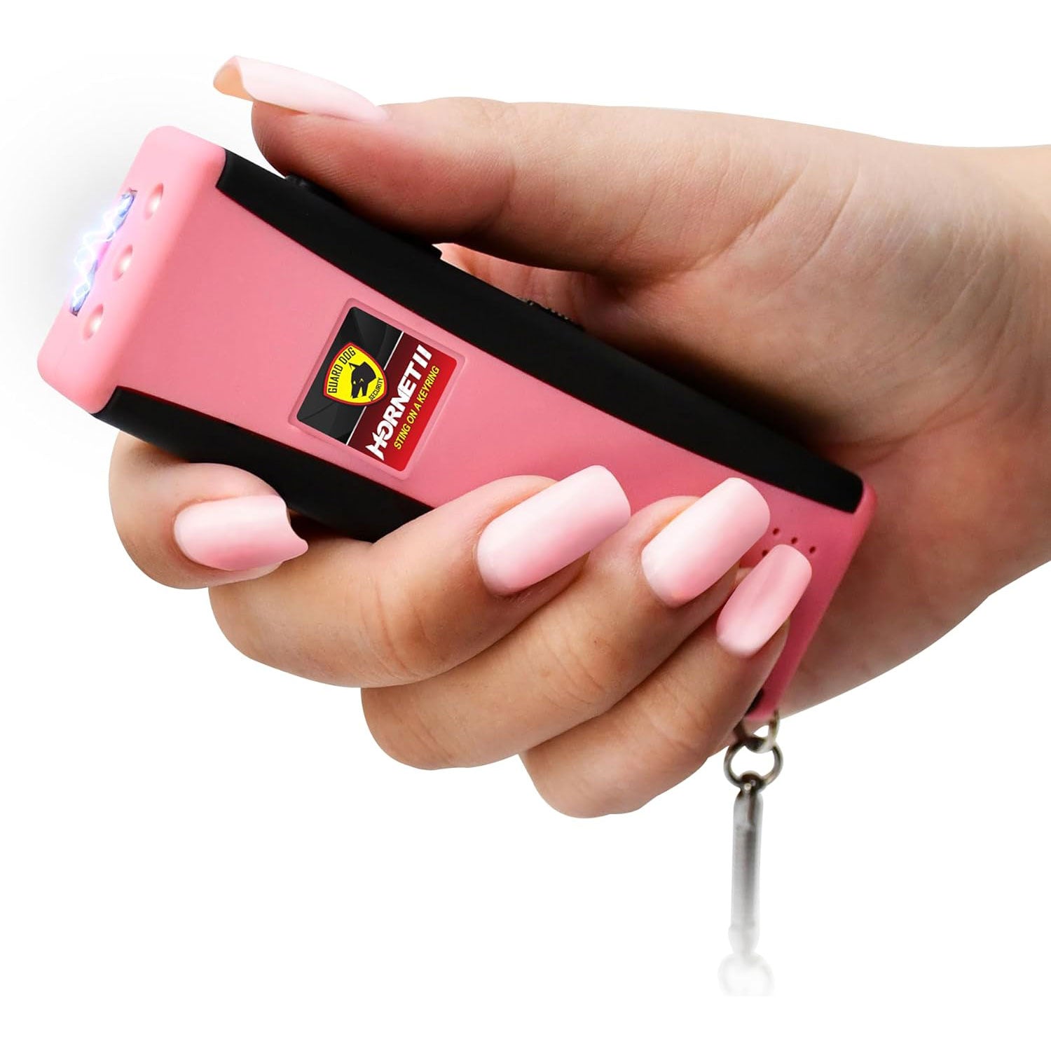 Micro Hornet 2 Stun Gun Keychain with 110 Lumen Flashlight and Siren Alarm Collectible Weapons - Tophatter Daily Deals