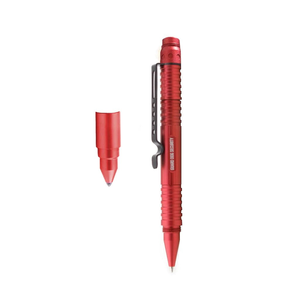 Red Tactical Pen with Tungsten Steel Pressure Tip and 30 Lumen Tactical Flashlight Collectible Weapons - Tophatter Daily Deals