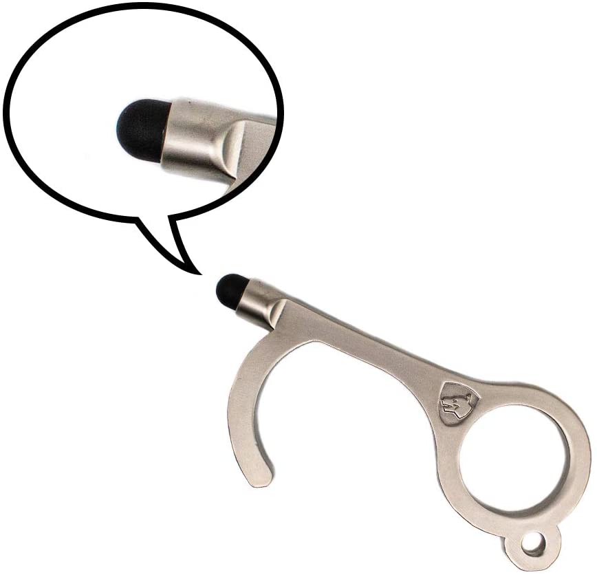 NoTouch Door Opener - Antimicrobial Hand Tool with Stylus Silver Collectible Weapons - Tophatter Daily Deals