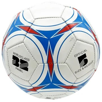 Soccer Ball Official Size 5 White with Classic Red & Blue Fitness & Exercise - Tophatter Daily Deals