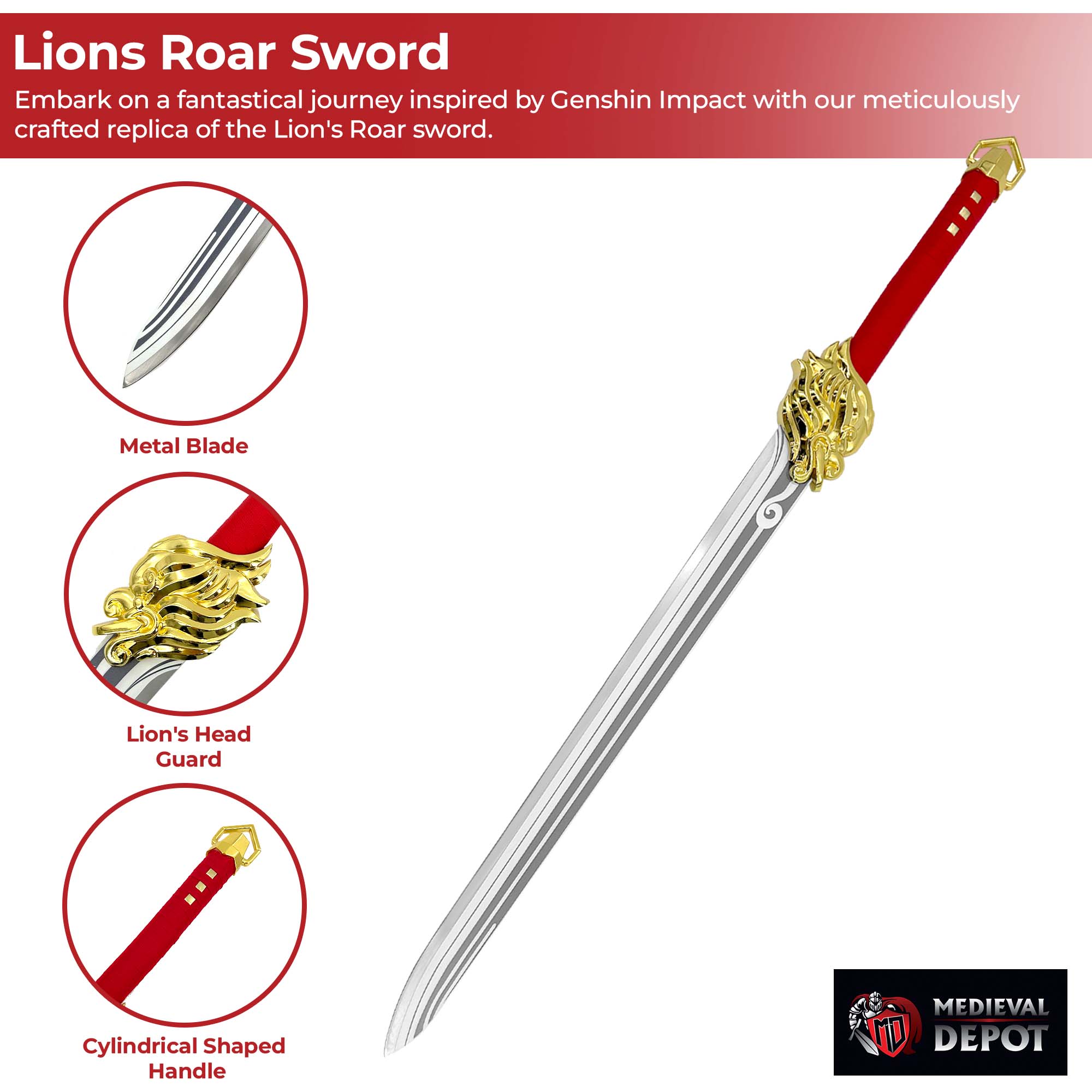 Genshin Impact Lions Roar Replica Sword Swords - Tophatter Daily Deals