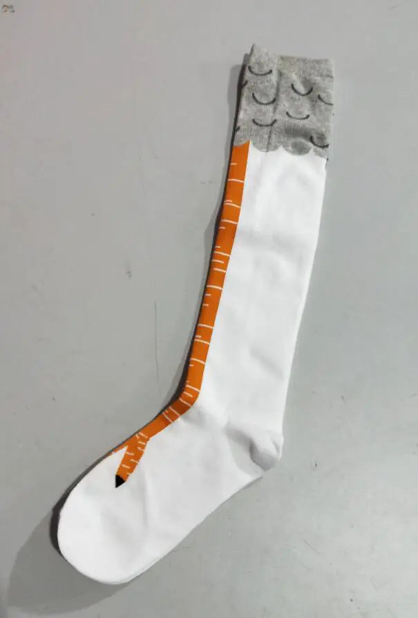 Funny Chicken Knee Socks for Spring and Autumn Yellow A - Tophatter Daily Deals