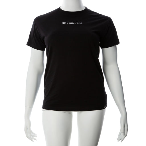 Gender Fluid Pronoun He Tee Shirt Large Black 100% Cotton Embroidered Pronoun He Him His > Gender > Bodywear - Tophatter Daily Deals