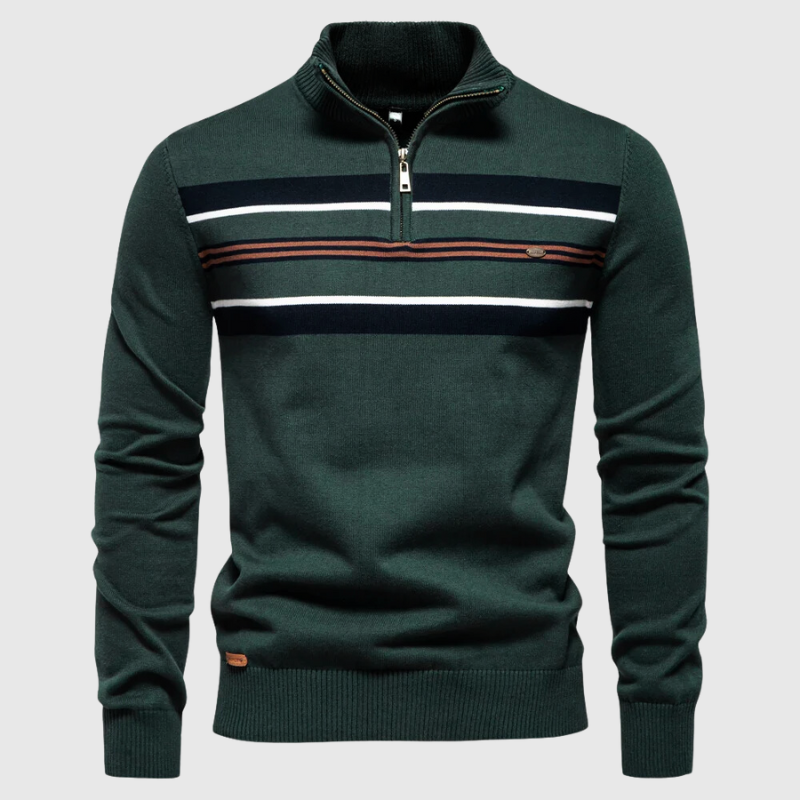 Fitted Classic Men's Half Zip Sweater - Slim Knit, Everyday Green - Tophatter Daily Deals