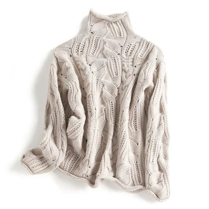 Soft Women’s Cashmere Sweater - Cable Knit, Cashmere, Casual Sand beige - Tophatter Daily Deals