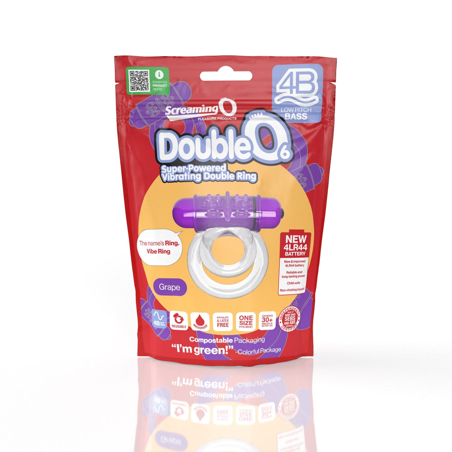 Double O 6 4B Low Pitch Bass (Grape) > Cock Ring > Vibrating - Tophatter Daily Deals