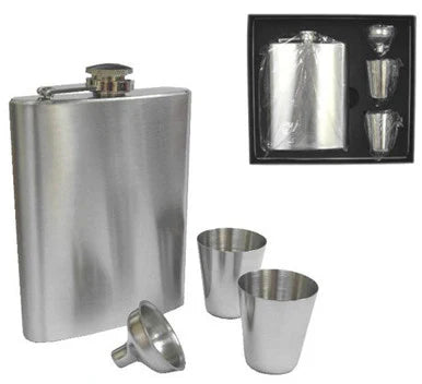 SQUARE BOX SET STAINLESS STEEL FLASK SET WITH 2 CUPS - Tophatter Daily Deals