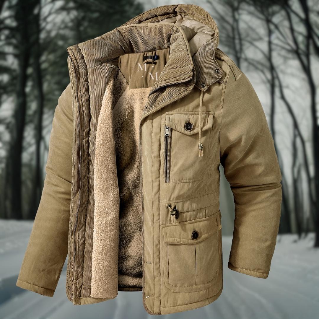 Waterproof Men Parka - Mid Thigh Hooded, Fleece Lined Khaki - Tophatter Daily Deals