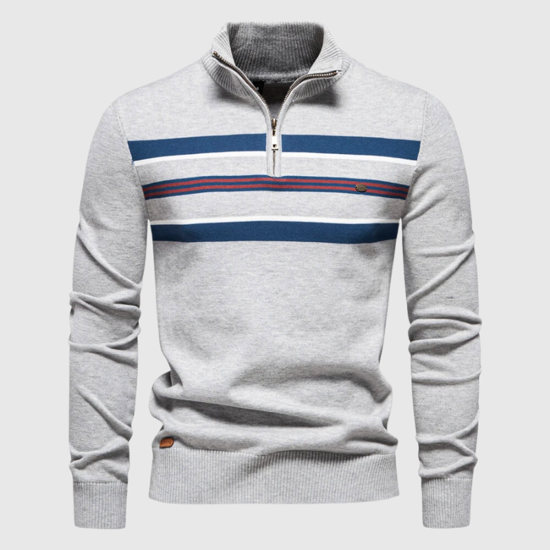 Fitted Classic Men's Half Zip Sweater - Slim Knit, Everyday Light gray - Tophatter Daily Deals
