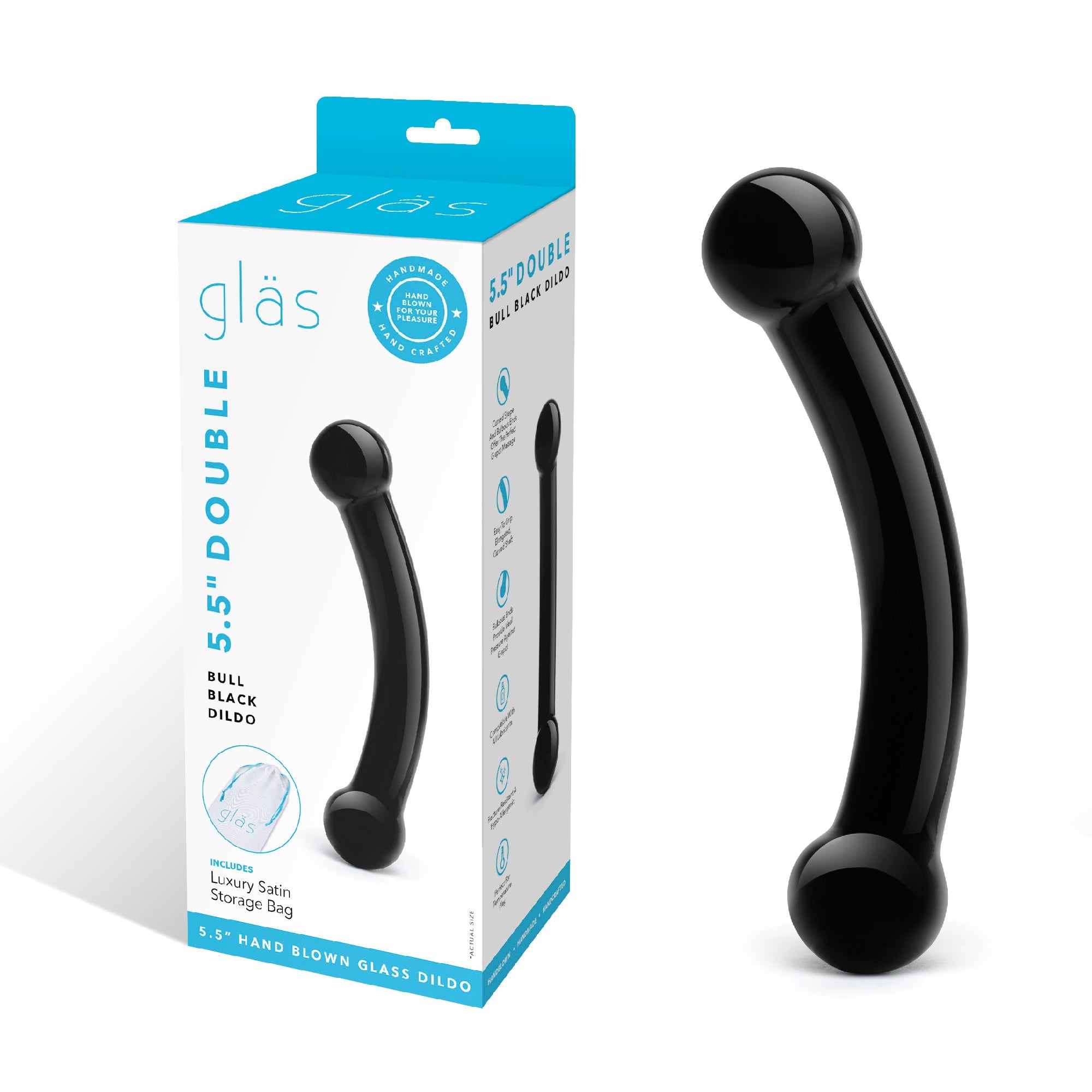 Glas 5.5 Inch Double Bull Black Glass Dildo > Glass > Dildos - Tophatter Daily Deals