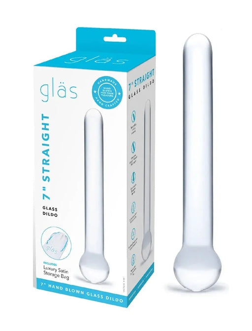 Glas 7 Inch Straight Clear Glass Dildo with Bulbous Handle and Luxury Satin Storage Bag > Glass > Dildos - Tophatter Daily Deals