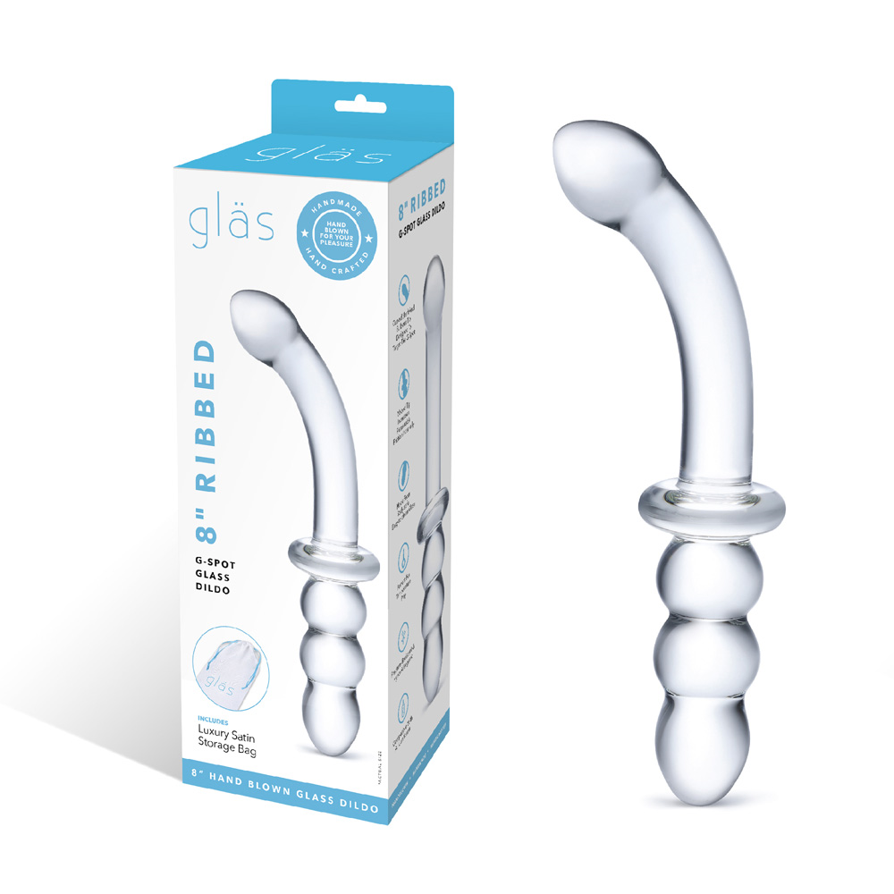 Glas 8 Inch Ribbed G-Spot Double-Ended Glass Dildo > Glass > Dildos - Tophatter Daily Deals
