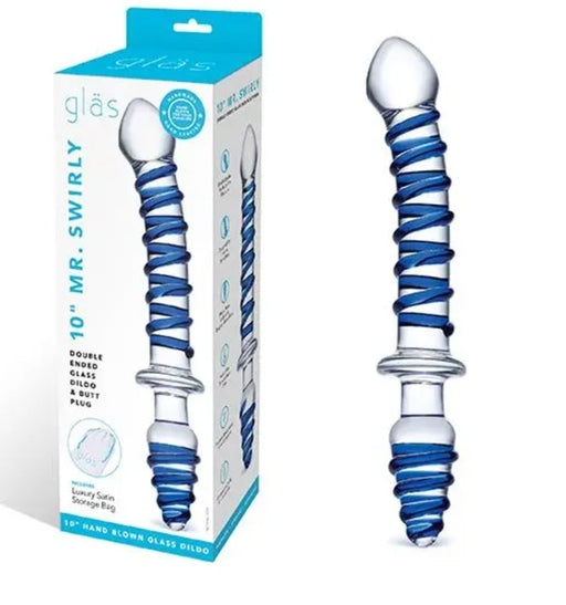 Glas Mr. Swirly 10 Inch Double-Ended Dildo and Butt Plug > Glass > Toys - Tophatter Daily Deals
