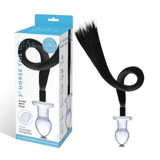 Glas 3 Inch Black Horse Tail Glass Butt Plug > Anal Range > Tail Butt Plugs - Tophatter Daily Deals