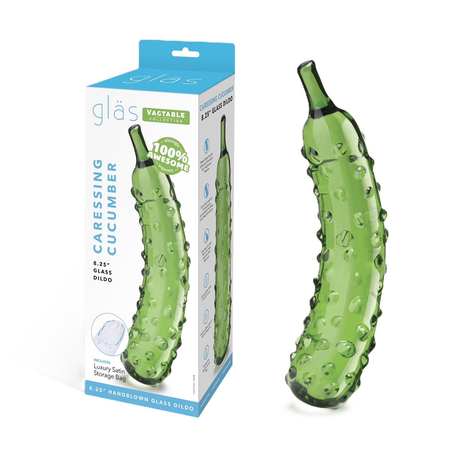Glas Caressing Cucumber – 8.25 Inch Handblown Glass Dildo > Glass > Dildos - Tophatter Daily Deals