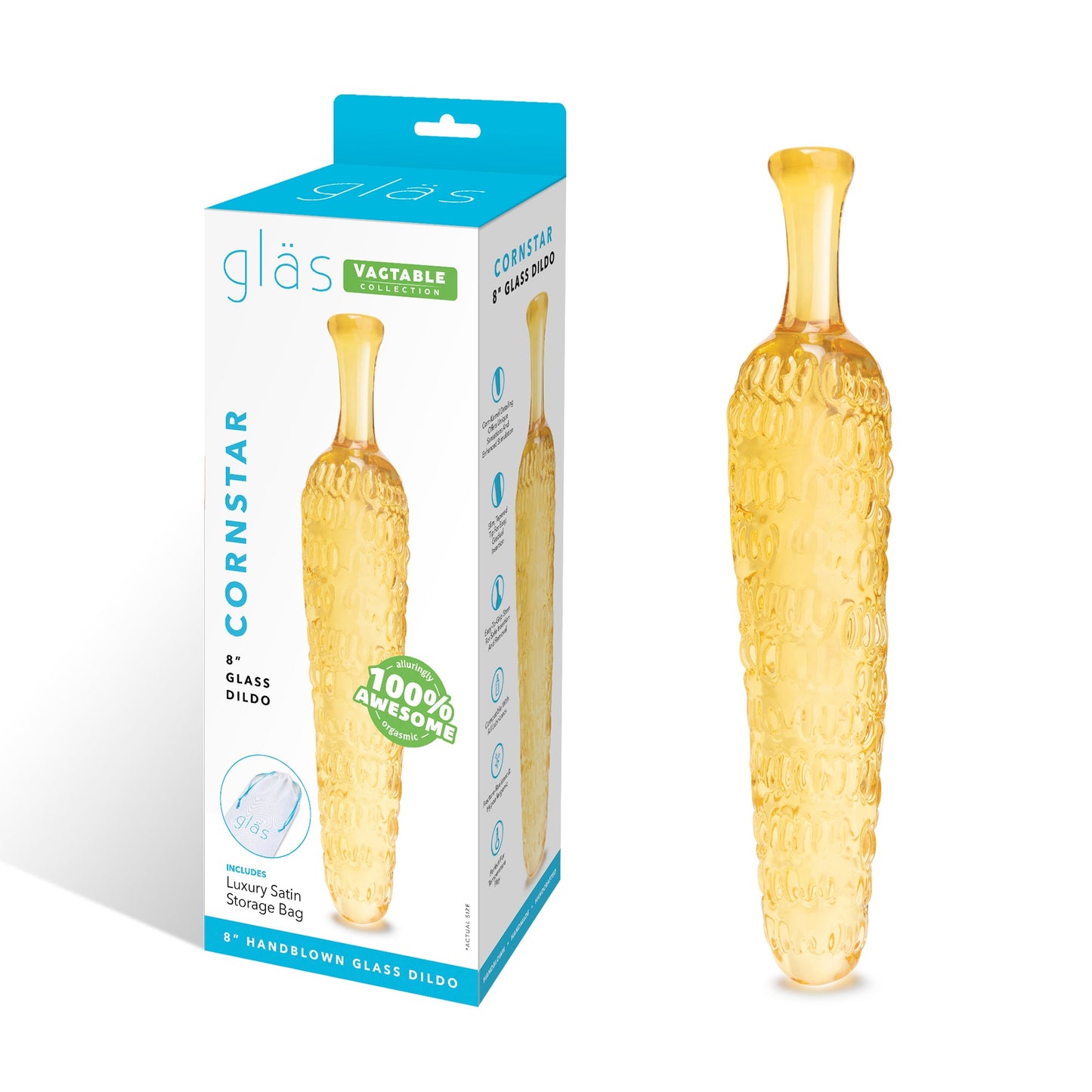 Glas Cornstar 8 Inch Textured Glass Dildo > Glass > Dildos - Tophatter Daily Deals