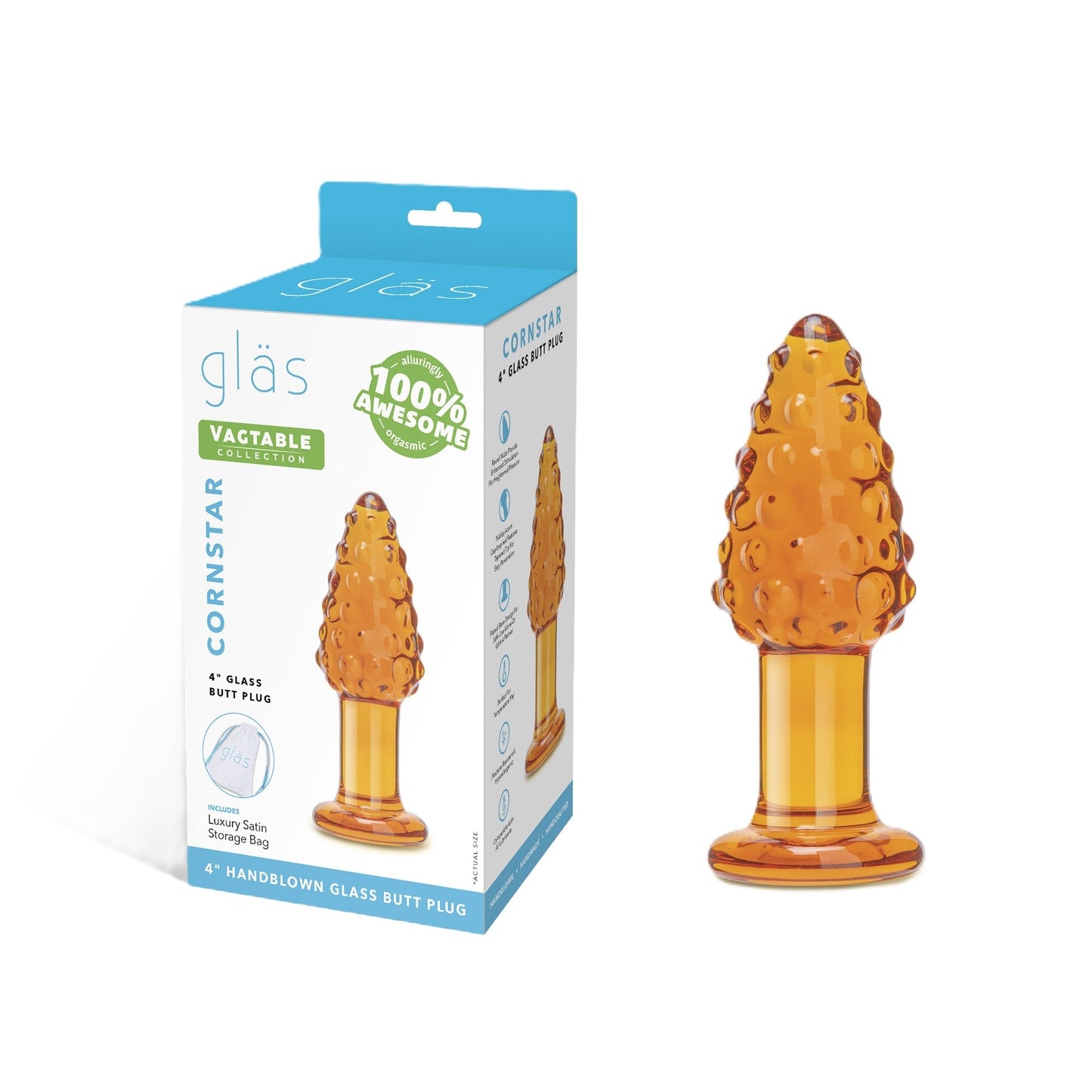 Glas Cornstar 4 Inch Textured Glass Butt Plug > Glass > Toys - Tophatter Daily Deals