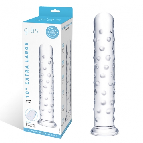 Glas 10 Inch Extra Large Clear Glass Dildo With Textured Ridges and Smooth Tapered Tip > Glass > Dildos - Tophatter Daily Deals