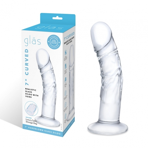 Glas 7 Inch Curved Realistic Glass Dildo with Veins > Glass > Dildos - Tophatter Daily Deals