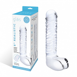 Glas 8 Inch Clear Realistic Ribbed G-Spot Dildo With Balls > Glass > Dildos - Tophatter Daily Deals