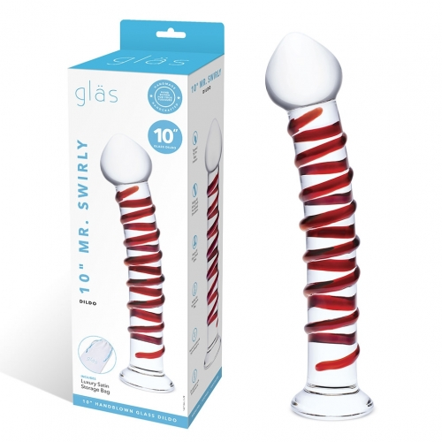 Glas 10 Inch Mr Swirly Red Spiral Handblown Glass Dildo > Glass > Dildos - Tophatter Daily Deals