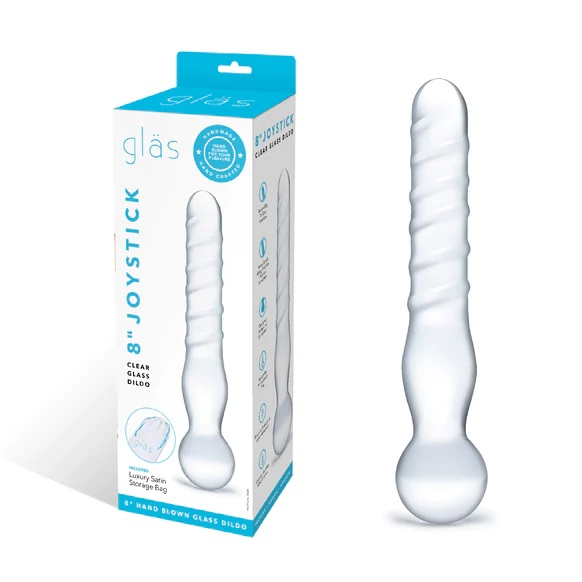 Glas 8 Inch Joystick Clear Glass Dildo Spiral and Bulbous Ends Hypoallergenic Sex Toy > Glass > Dildos - Tophatter Daily Deals