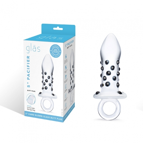 Glas 5 Inch Clear Glass Pacifier Butt Plug with Tinted Nubs and Easy Grip Handle > Glass > Toys - Tophatter Daily Deals