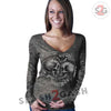 Hot Leathers Ladies Broken Hearts Smoke Burnout Long Sleeve Shirt Ladies Long Sleeve - Tophatter Daily Deals