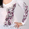 Hot Leathers Women's Sugar Paisley Burn-Out V-Neck Long Sleeve Shirt Ladies Long Sleeve - Tophatter Daily Deals