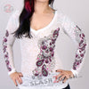 Hot Leathers Women's Sugar Paisley Burn-Out V-Neck Long Sleeve Shirt Ladies Long Sleeve - Tophatter Daily Deals