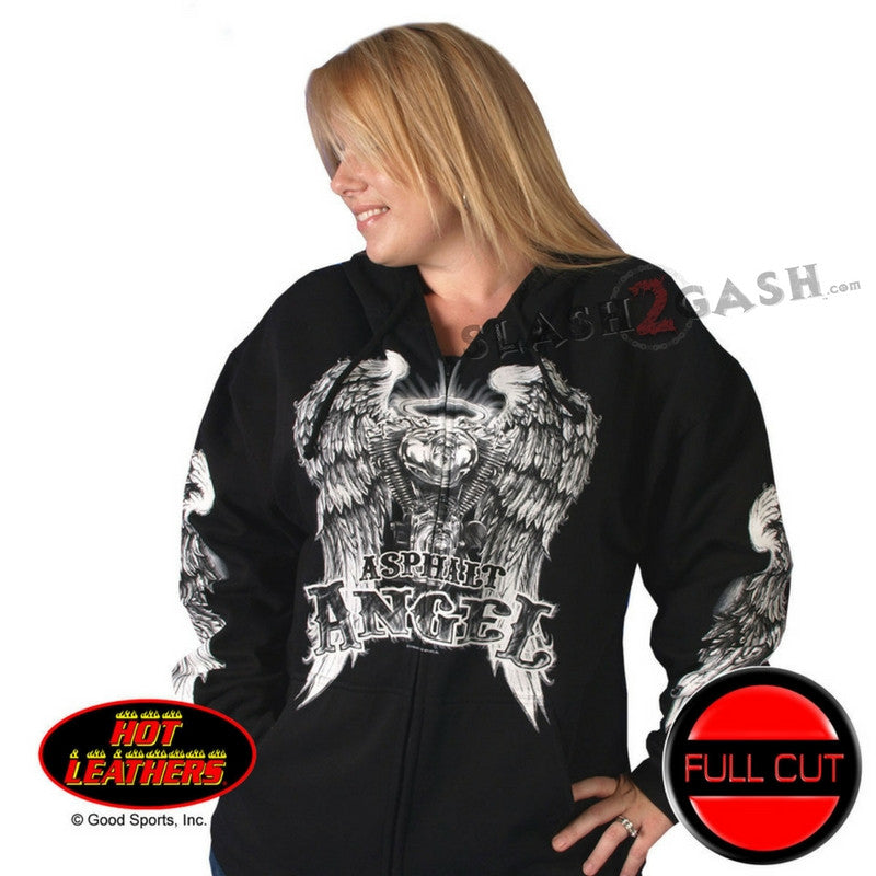 Hot Leathers Asphalt Angel Zip Up Hoodie Wings Hooded Sweatshirt Hoodies & Sweatshirts - Tophatter Daily Deals