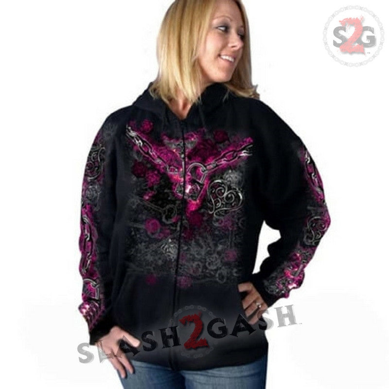 Hot Leathers Womens Unchained Heart Hooded Sweatshirt LIMITED Hoodies & Sweatshirts - Tophatter Daily Deals