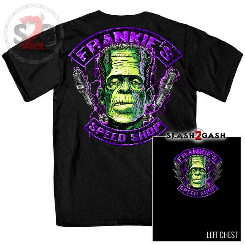 Hot Leathers Frankie's Speed Shop Double Sided Halloween T-Shirt Mens Short Sleeve - Tophatter Daily Deals