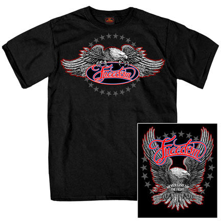 Hot Leathers Freedom Eagle Short Sleeve T-Shirt Double Sided Biker Shirt Mens Short Sleeve - Tophatter Daily Deals