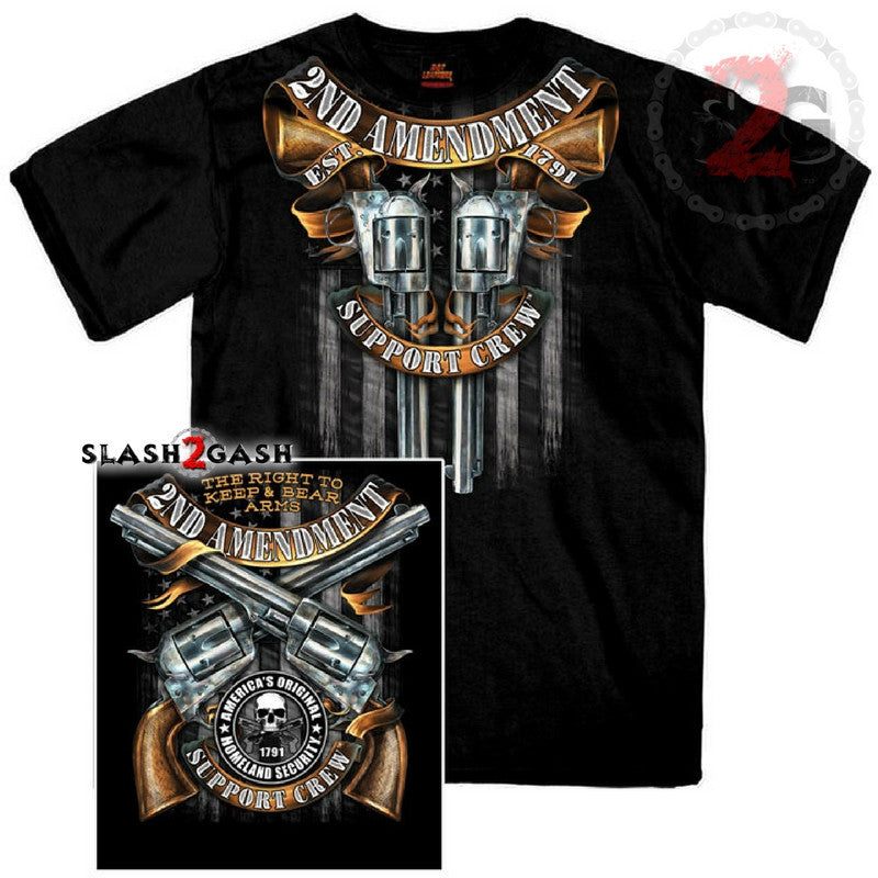 Hot Leathers Crossed Pistols Short Sleeve Shirt 2nd Amend. Support Crew Mens Short Sleeve - Tophatter Daily Deals
