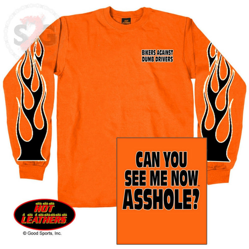 Hot Leathers Bikers Against Dumb Drivers Long Sleeve Neon Safety Shirt Mens Long Sleeve - Tophatter Daily Deals