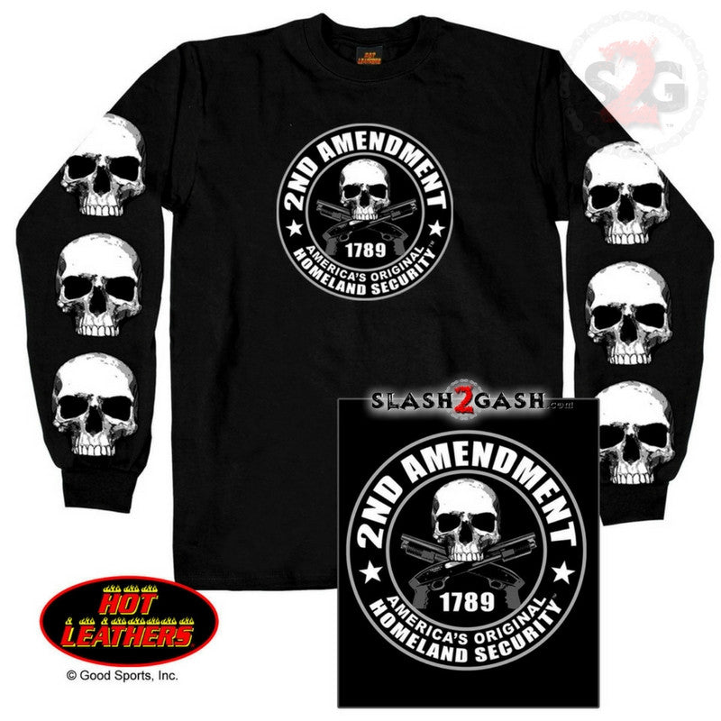 Hot Leathers 2nd Amendment Long Sleeve Double Sided T-Shirt Mens Long Sleeve - Tophatter Daily Deals
