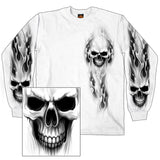 Hot Leathers Ghost Skull White Long Sleeve Shirt Bob's Favorite Logo Mens Long Sleeve - Tophatter Daily Deals