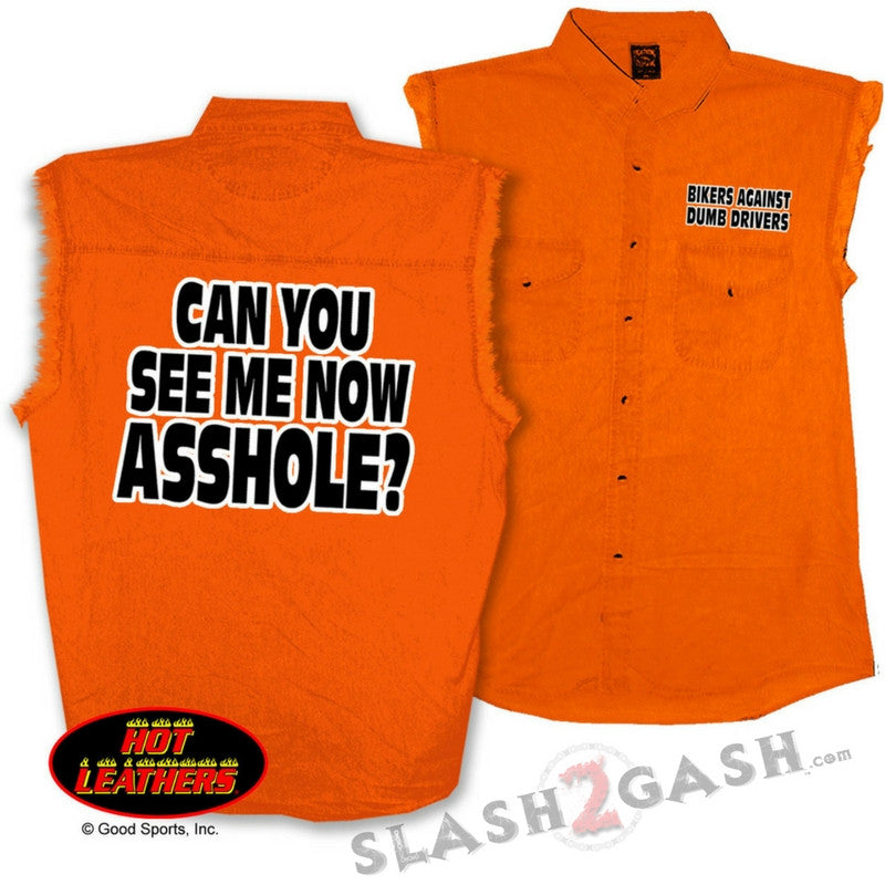 Hot Leathers Can You See Me Now Sleeveless Denim Biker Safety Shirt Sleeveless Denim - Tophatter Daily Deals