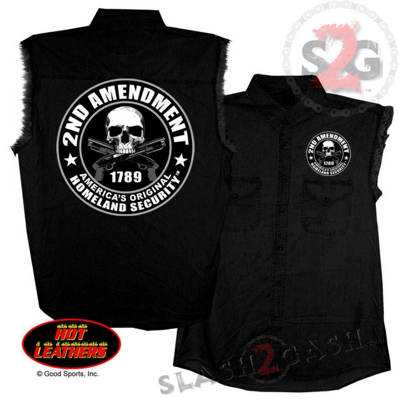 Hot Leathers 2nd Amendment Sleeveless Denim Biker Shirt Sleeveless Denim - Tophatter Daily Deals