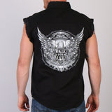 Hot Leathers Bold Eagle Sleeveless Denim Button Up Biker Shirt LIMITED Sleeveless Denim - Tophatter Daily Deals