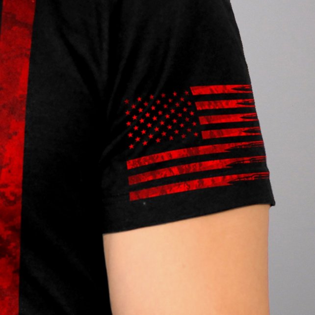 American Flag Bullets T-Shirt Red Sleeve Print Custom slash2gash Mens Short Sleeve - Tophatter Daily Deals